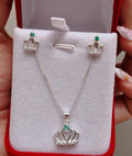 Collar y Aretes en plata y Esmeralda